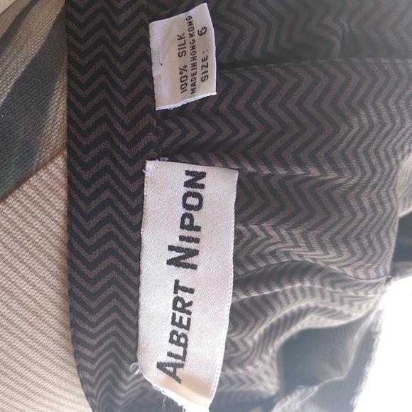 Vintage - Albert Nipon Brown and Black Chevron Silk Tunic & Skirt Set - Picture 15 of 15